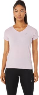 WOMEN'S V-NECK SHORT SLEEVE TOP, Barely Rose, T-Shirts & Tops