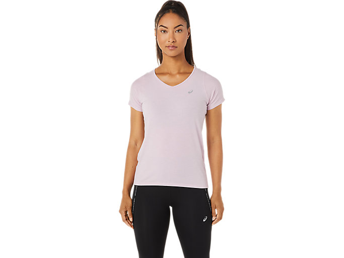 Image 1 of 6 of V-NECK SS TOP color Barely Rose