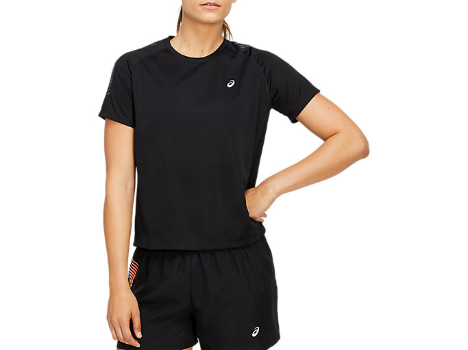 Image 1 of 6 of Women's Performance Black/Carrier Grey ICON SS TOP Women's Sports Short Sleeve Shirts