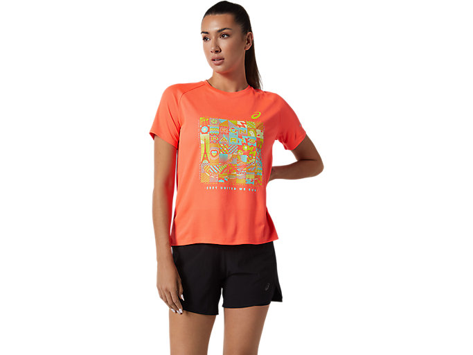 Image 1 of 6 of Women's Flash Coral PARIS TECHNICAL SS TOP 1 Women's Sports Short Sleeve Shirts