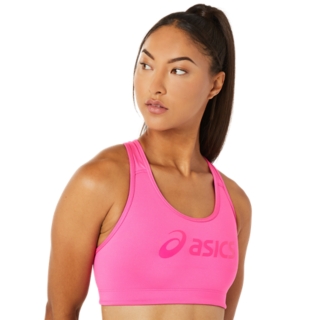 Asics Women's The Smuggler Sports Bra Athletic Bra, Pink Glow / Black 