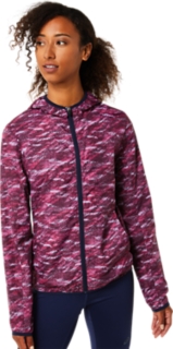 WOMEN S PACKABLE JACKET Deep Mars Print Peacoat Jackets Outerwear ASICS