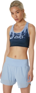 WOMEN'S ASICS LOGO BRA KASANE, Mist/French Blue, T-Shirts & Tops