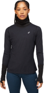 WOMEN\'S WOOL RIB LONG SLEEVE TOP | Performance Black/Graphite Grey | Long  Sleeve Shirts | ASICS