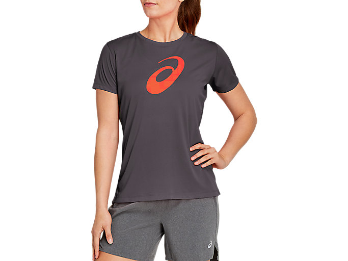 Image 1 of 3 of Women's Dark Grey/Flash Coral SPORT GPX TOP Women's Sports Short Sleeve Shirts