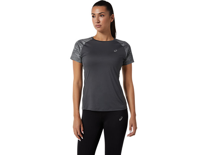 Image 1 of 6 of Women's Dark Grey/Silver Reflective SPORT RFLC SS TOPS T-Shirts à manche courtes pour femmes