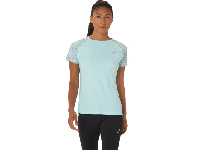Women's SPORT RFLC SS TOPS Clear Blue Short Sleeve Shirts ASICS