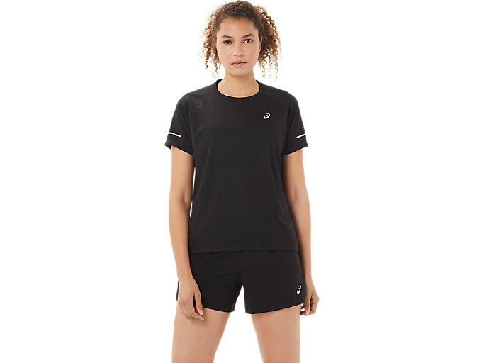 Image 1 of 9 of Women's Performance Black LITE-SHOW™ COLORBLOCK TOP Women's Sports Short Sleeve Shirts