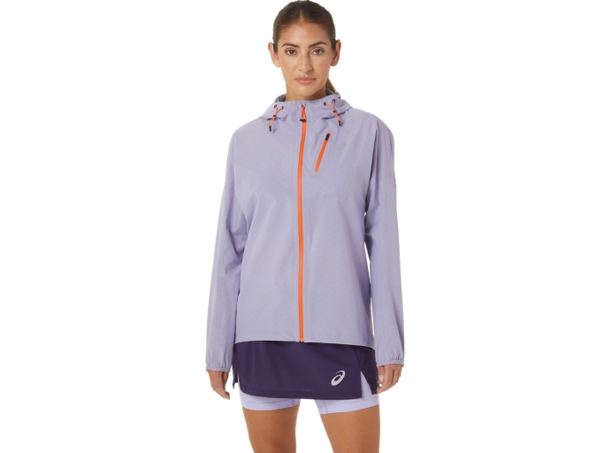 ASICS Women's Windbreaker Jacket Purple/White Zip Up Jacket Large