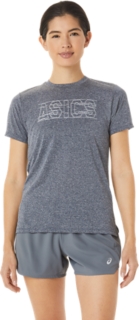 ウィメンズプリント杢ドライ半袖シャツ フレンチブルー杢 レディース Tシャツ ポロシャツ Asics公式通販