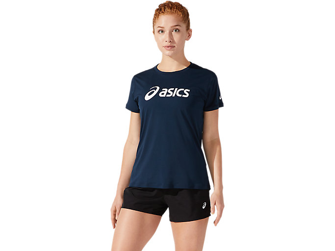 Image 1 of 6 of Women's French Blue/Brilliant White CORE ASICS TOP Women's Sports Short Sleeve Shirts