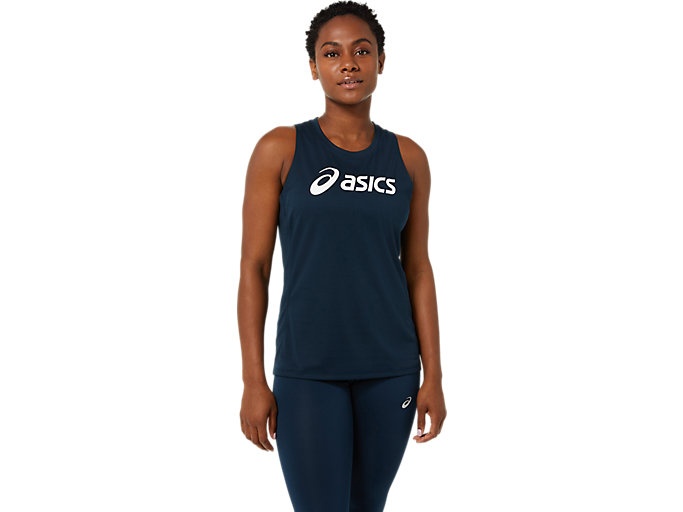 Image 1 of 5 of Women's French Blue/Brilliant White CORE ASICS TANK SHIRTS MET KORTE MOUWEN VOOR DAMES