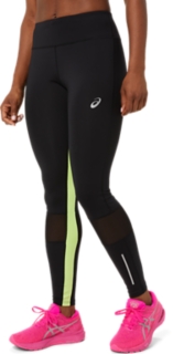 WOMEN'S LITE-SHOW TIGHT, Performance Black/Lime Green, Tights & Leggings