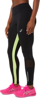 WOMEN'S LITE-SHOW TIGHT, Performance Black/Lime Green, Tights & Leggings