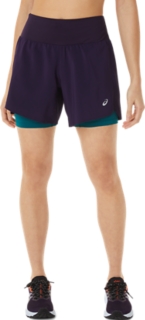 WOMEN'S ROAD 2-N-1 5.5IN SHORT | Night Shade/Velvet Pine | Shorts & Pants |  ASICS