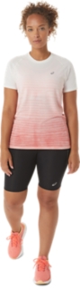 Women's SEAMLESS SS TOP, Cream/Papaya, Manga Curta T-Shirt