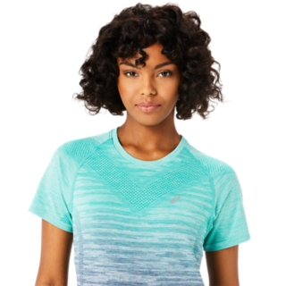 WOMEN'S SEAMLESS SHORT SLEEVE TOP, Aurora Green/Blue Expanse, T-Shirts &  Tops