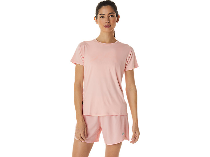 Image 1 of 6 of Women's Frosted Rose RUNKOYO ASICS TOP Women's Sports Short Sleeve Shirts