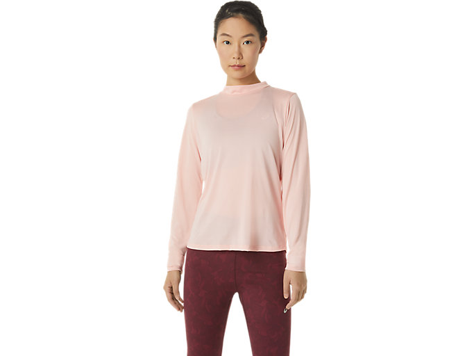 Image 1 of 6 of Donna Frosted Rose RUNKOYO MOCK NECK LS TOP Maglie a maniche lunghe da donna