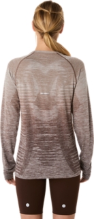 WOMEN'S SEAMLESS LONG SLEEVE TOP, Taupe Grey/Coffee