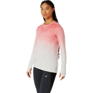 Women's SEAMLESS SS TOP, Cream/Papaya, Manga Curta T-Shirt