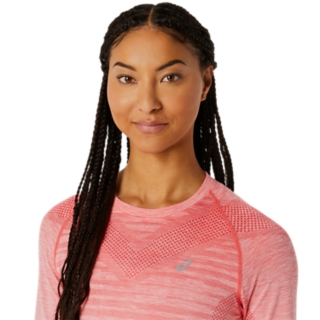 Women's SEAMLESS SS TOP, Cream/Papaya, Manga Curta T-Shirt