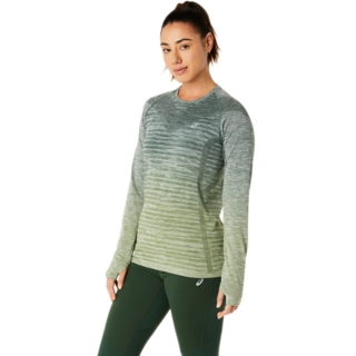 Fabletics Aisley Seamless Long-Sleeve Crop Top Womens green Size