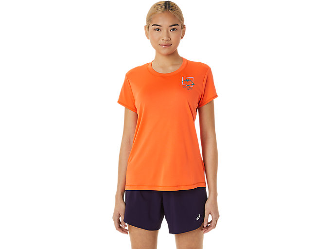 Image 1 of 6 of Women's Nova Orange FUJITRAIL LOGO SS TOP Women's Sports Short Sleeve Shirts