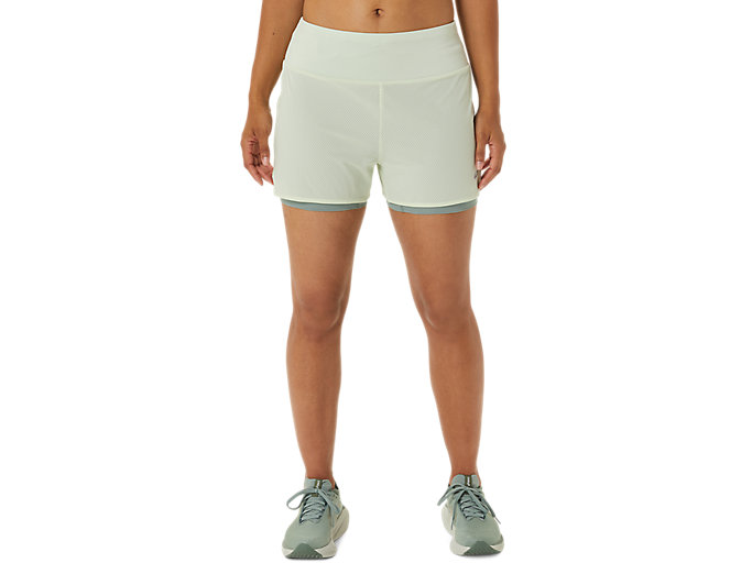 Image 1 of 7 of Women's Whisper Green/Slate Grey VENTILATE 2-N-1 3.5IN SHORT Women's Running & Sports Shorts