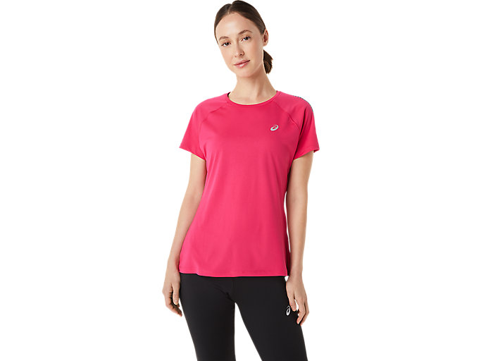 Image 1 of 5 of Women's Bright Rose/Peacoat STRIPE SS TOP Women's Sports Short Sleeve Shirts