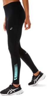 Women's STRIPE TIGHT, Performance Black/ Clear Blue