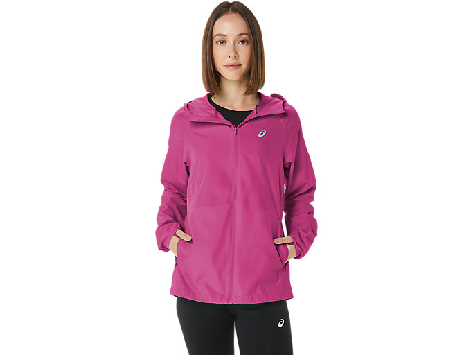 Image 1 of 8 of Women's Fuchsia Red RUN HOOD JACKET Chaquetas y chalecos para mujer