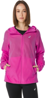 Women s RUN HOOD JACKET Pink Glo Jackets Vests ASICS Outlet UK