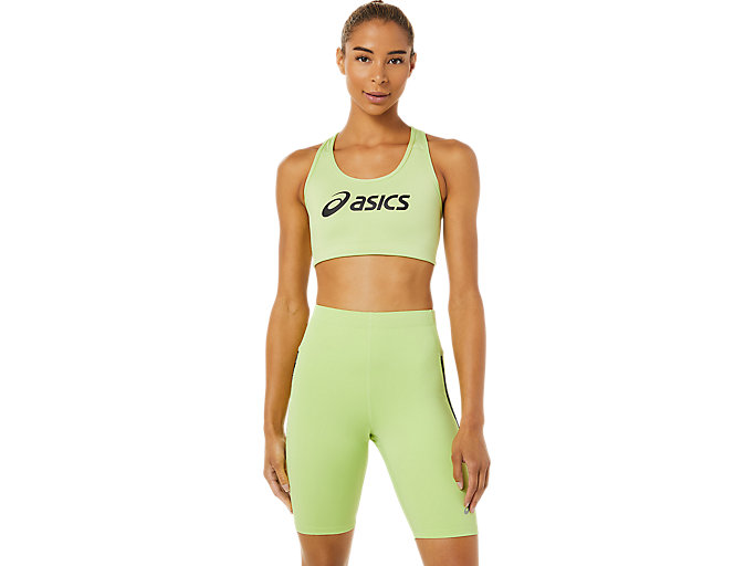 Image 1 of 6 of Women's Lime Green/Performance Black CORE ASICS LOGO BRA Women's Sports Bras for Running & Workouts