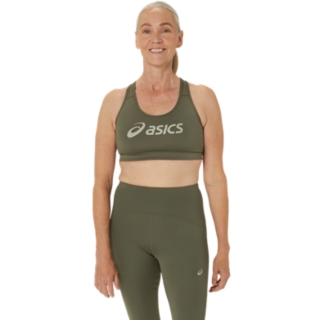 Women's CORE ASICS LOGO BRA, Mantle Green/Olive Grey, Sports Bras