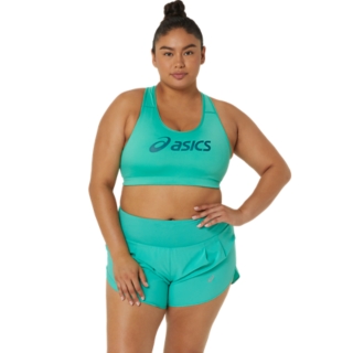 Women's CORE ASICS LOGO BRA, Aurora Green/Rich Teal, Sports Bras