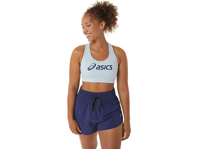 Image 1 of 6 of Women's Sky/Indigo Blue CORE ASICS LOGO BRA Women's Sports Bras for Running & Workouts