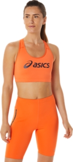 Women's CORE ASICS LOGO BRA, Nova Orange/Night Shade, Sports Bras