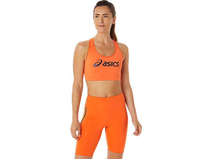 Image 1 of 6 of Women's Nova Orange/Night Shade CORE ASICS LOGO BRA Women's Sports Bras for Running & Workouts