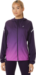 ASICS Women's Windbreaker Jacket Purple/White Zip Up Jacket Large