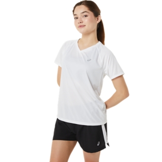 Women's SEAMLESS SS TOP, Cream/Papaya, Manga Curta T-Shirt