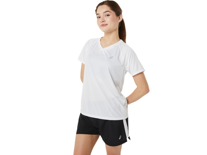 WOMEN'S READY-SET LYTE V-NECK | Brilliant White | T-Shirts & Tops | ASICS
