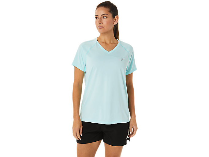 Image 1 of 5 of WOMEN'S READY-SET LYTE V-NECK color Clear Blue Heather