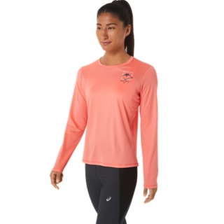 Women's FUJITRAIL LOGO LS TOP | Papaya | Long Sleeve Shirts | ASICS