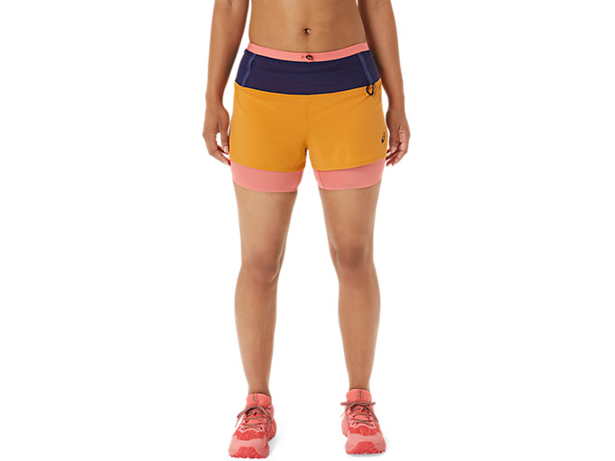 Image 1 of 11 of Women's Sandstorm/Papaya FUJITRAIL 2-N-1 SHORT Women's Running & Sports Shorts