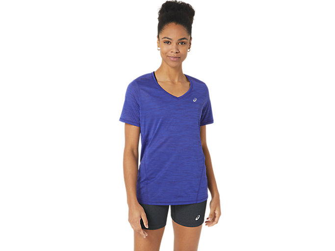 Image 1 of 6 of Women's Eggplant/Night Shade RACE V-NECK SS TOP Women's Short Sleeve Tops