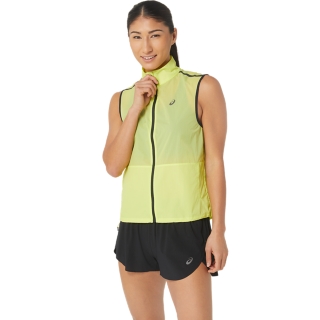 Women's METARUN PACKABLE VEST, Glow Yellow, Jackets & Vests