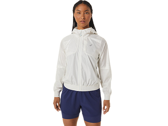 Image 1 of 8 of Women's Cream NAGINO RUN JACKET Women's Running & Athletic Jackets & Vests