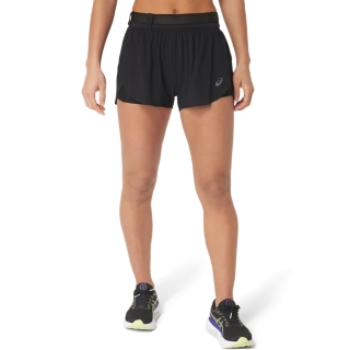 Women's METARUN SPLIT SHORT, Performance Black, Shorts