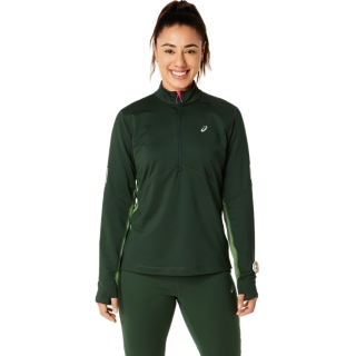 WINTER RUN 1/2 ZIP MID LAYER,  Rain Forest/Cedar Green